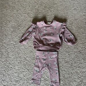 Purple Floral Toddler Sweatshirt and Leggings Set